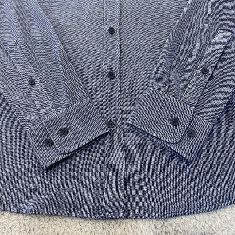 Unbound Merino Wool Blend Shirt Mens Medium Blue Long Sleeve Button Up Stretch - Picture 4 of 11